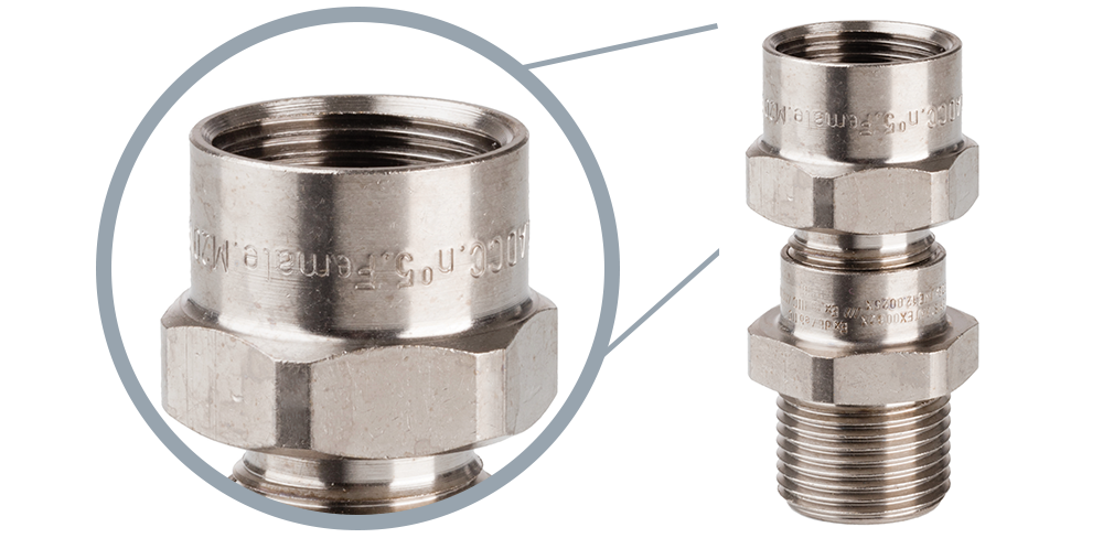 Threaded junction for rigid or flexible conduit on the Capri ADCC