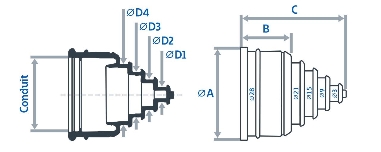 Rubber end cap for CAPRILOK conduit drawing