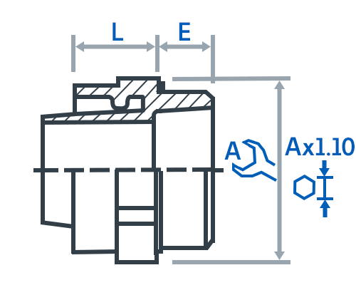 CAPRISOUPLE fittings 2D dimensions drawing