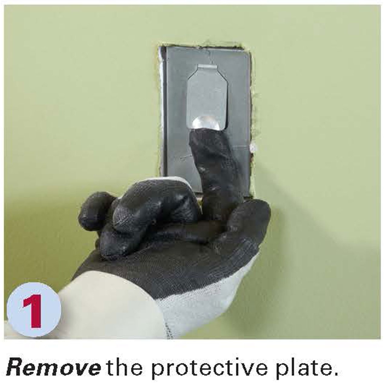 remove protective plate from plaster ring