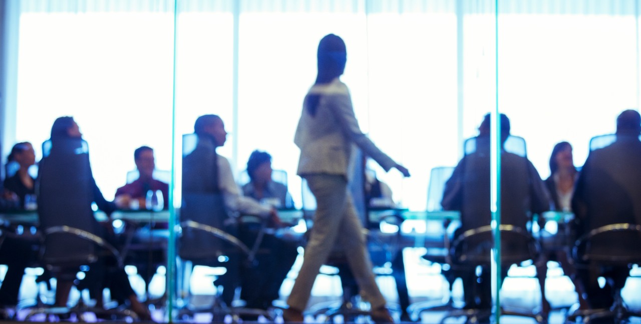 blurred view of conference room