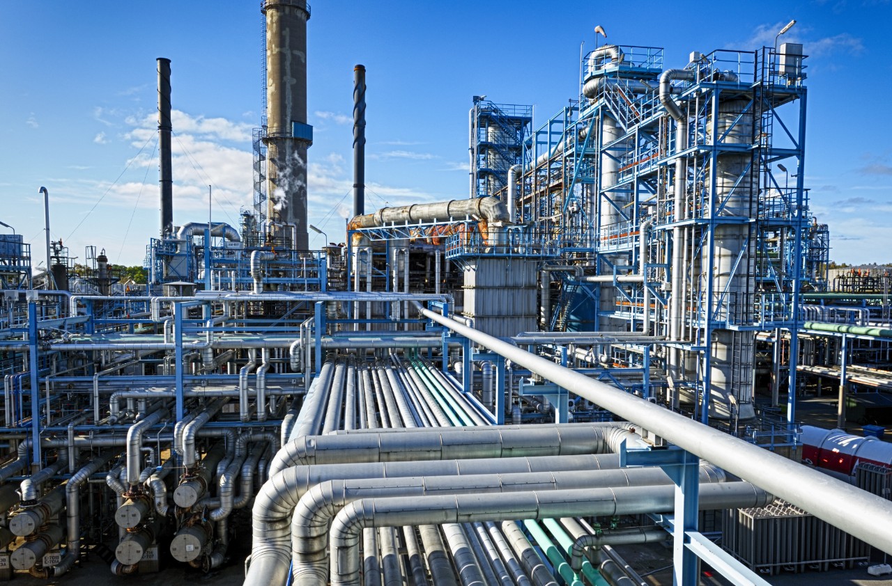 Oil and gas refinery in powerful colors