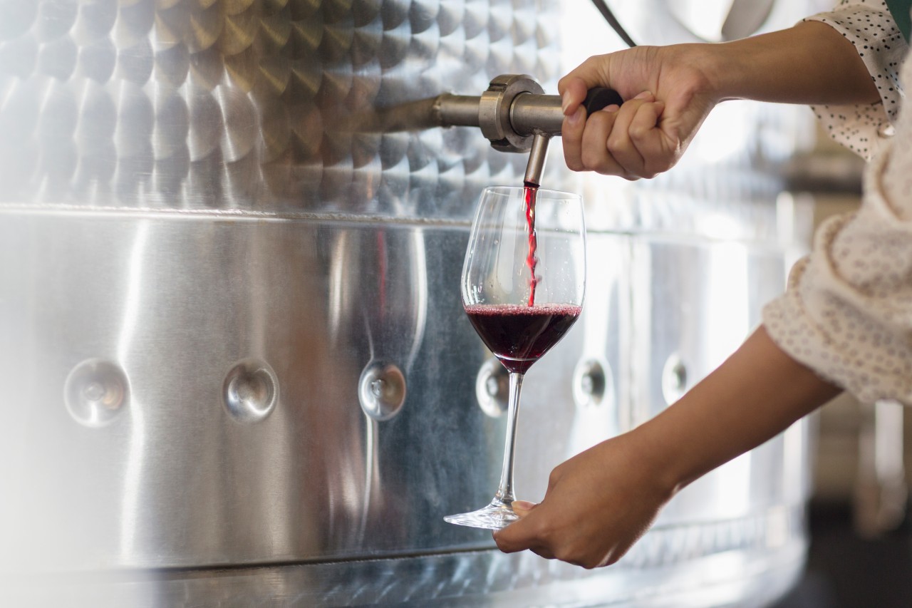 Wine pouring sample from batch