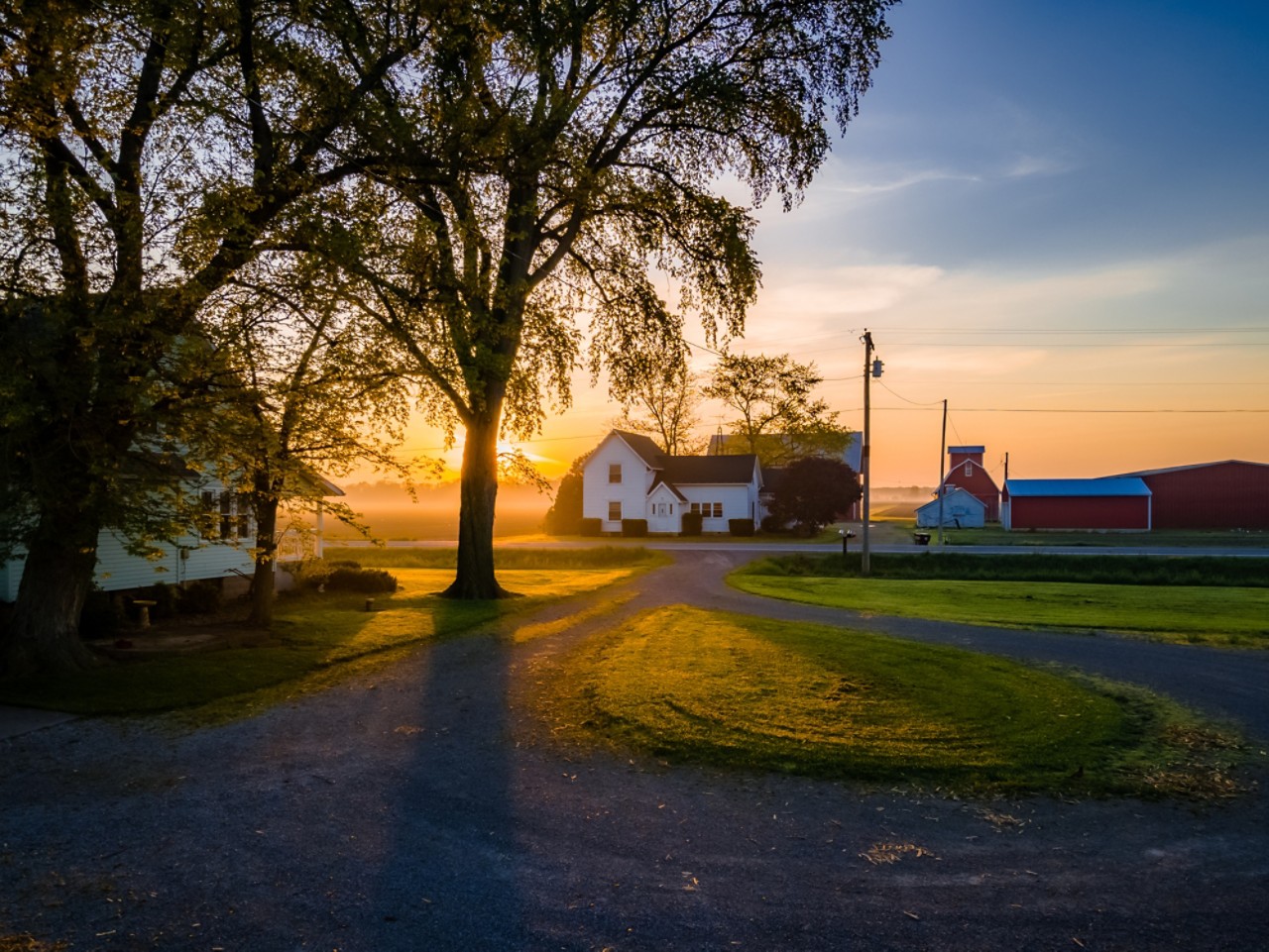Farmhouse at sunrise