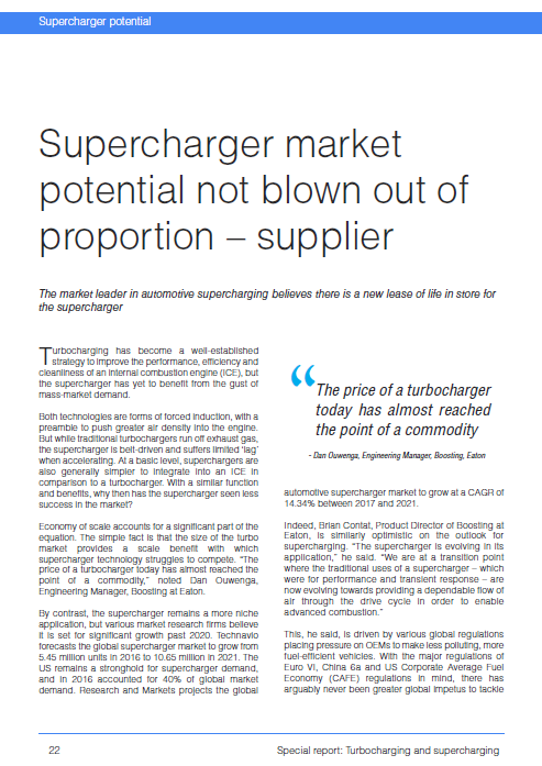 cover image of special report on state of supercharger technology